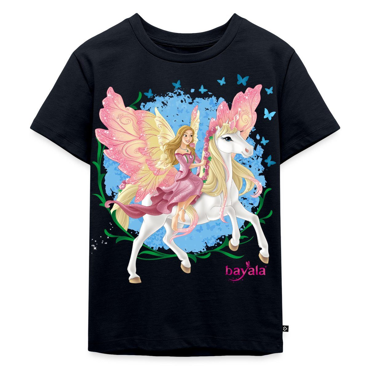 Spreadshirt T-Shirt Schleich Bayala Elfe Feya Reitet Pegasus-Einhorn Kinder Premium T-Shir (1-tlg)