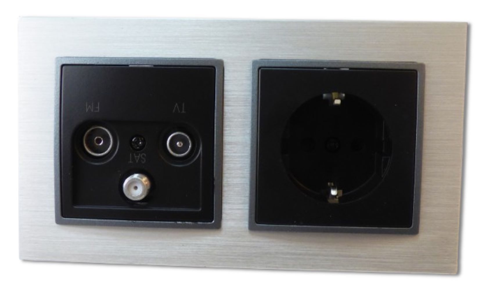 Lichtideen Переключатель 2998 ABELKA ALU si/sw 1x Steckdose 1x Antennendose (Taster, Переключатель, Anennendose, Steckdose mit USB lieferbar)
