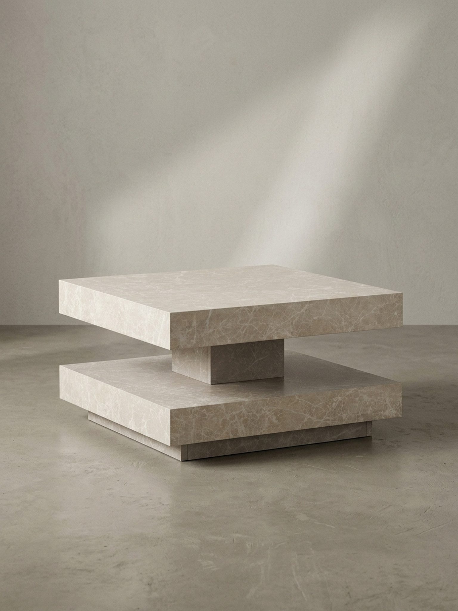 KADIMA DESIGN Couchtisch Couchtisch 60x60x34 cm Sandfarben Sofatisch in Stein-Optik Modern, (Kaffeetisch Klein), Design Wohnzimmertisch mit Stauraum Quadratisch, Loungetisch Beige