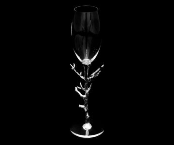 Brillibrum Champagnerglas Hochwertiges Sekt Glas mit Ranken Stil Sektkelch Rosenranken Champagnerglas mit Bleikristall Exklusives Trinkglas