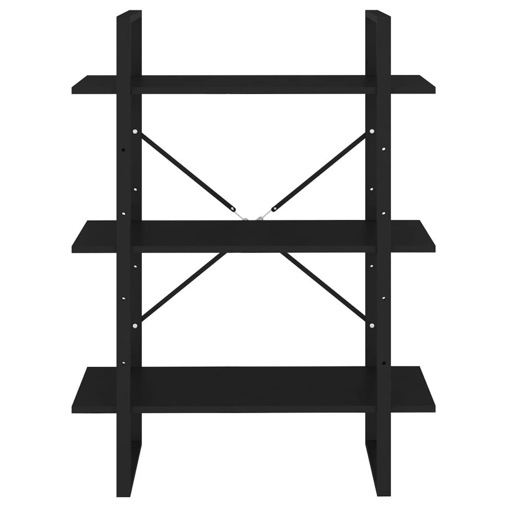 Schwarz cm Holzwerkstoff furnicato Bücherregal 80x30x105