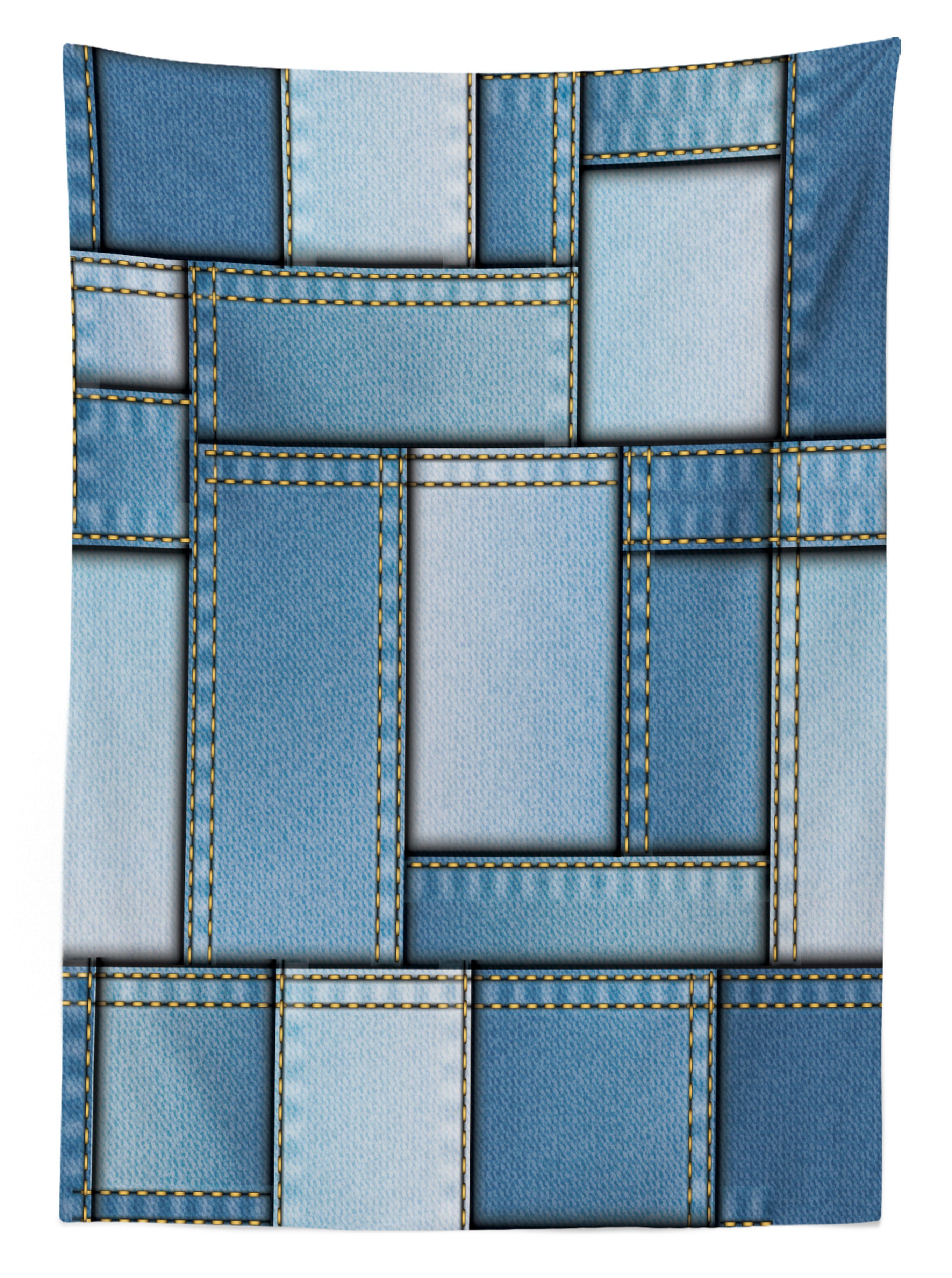Farben, Tischdecke Außen den Denim Farbfest Klare Patchwork-Muster Abakuhaus Für Blau Bereich geeignet Waschbar