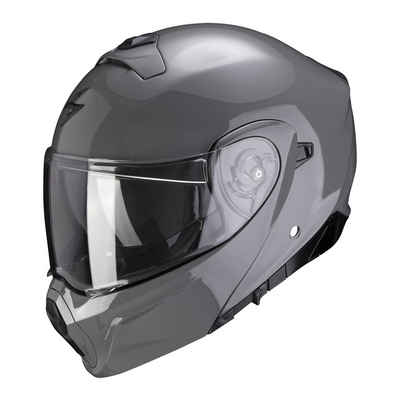 Scorpion Exo Motorradhelm Scorpion Exo-930 Smart Solid Zement Grau Klapphelm mit Sonnenblende