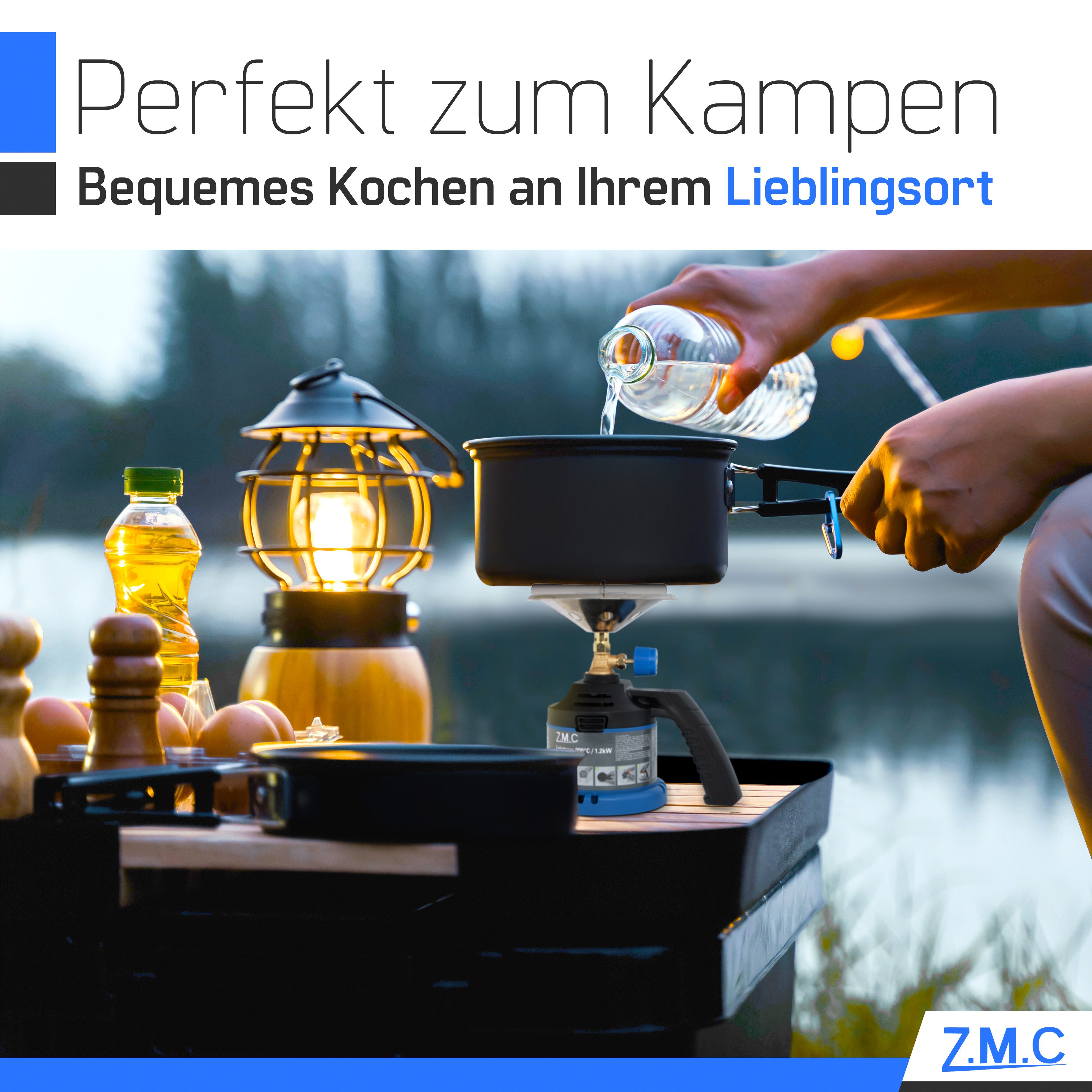 ZMC Gaskocher ZMC Campingkocher Gaskocher 1 flammig mit Griff Kohleanzünder + 8x, (Kartuschenkocher Geeignet für Camping, Indoor, Indoor/Outdoor, Outdoor, Wande – Bild 3 von 5