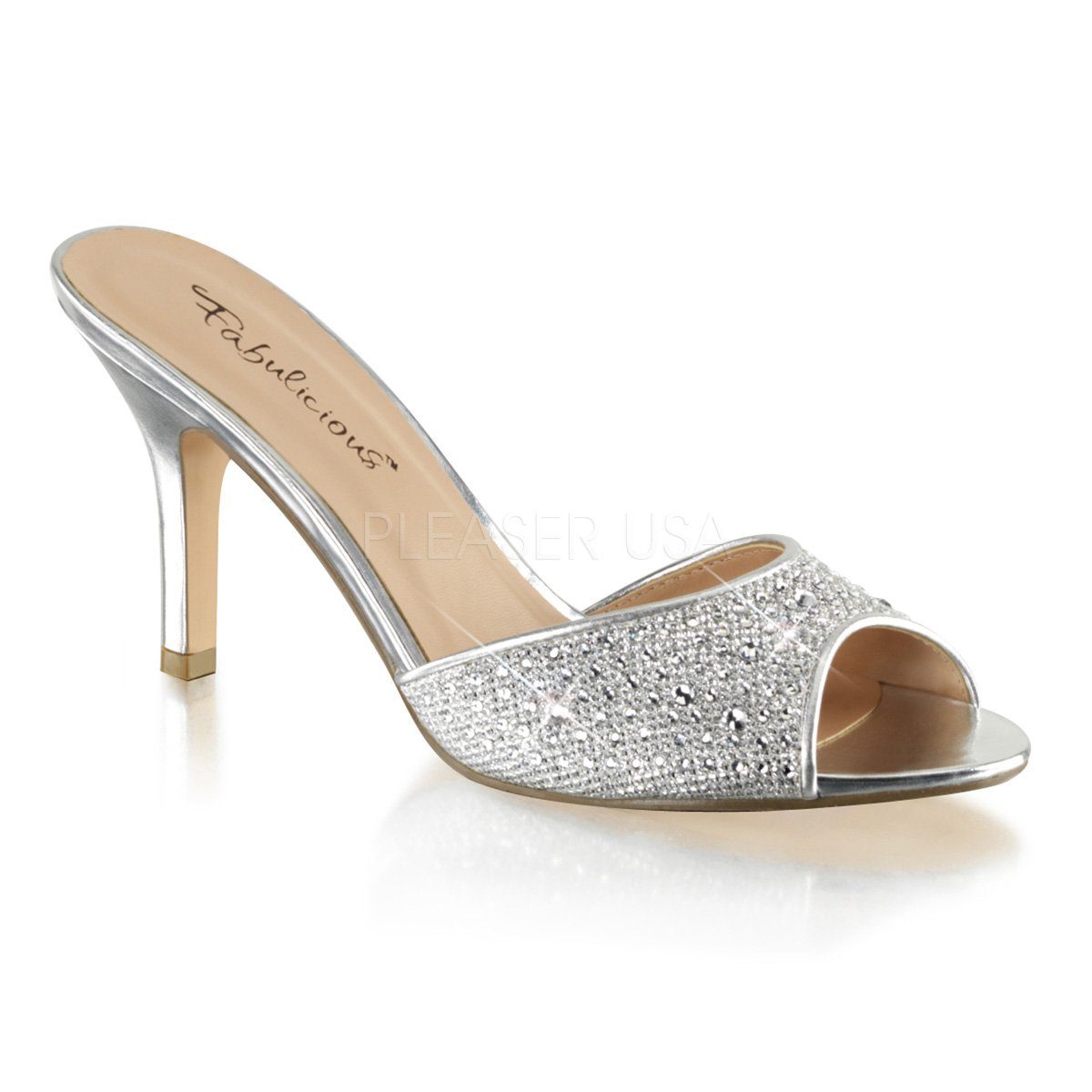 Pantolette High-Heel-Pumps - LUCY-01 Fabulicious Silber