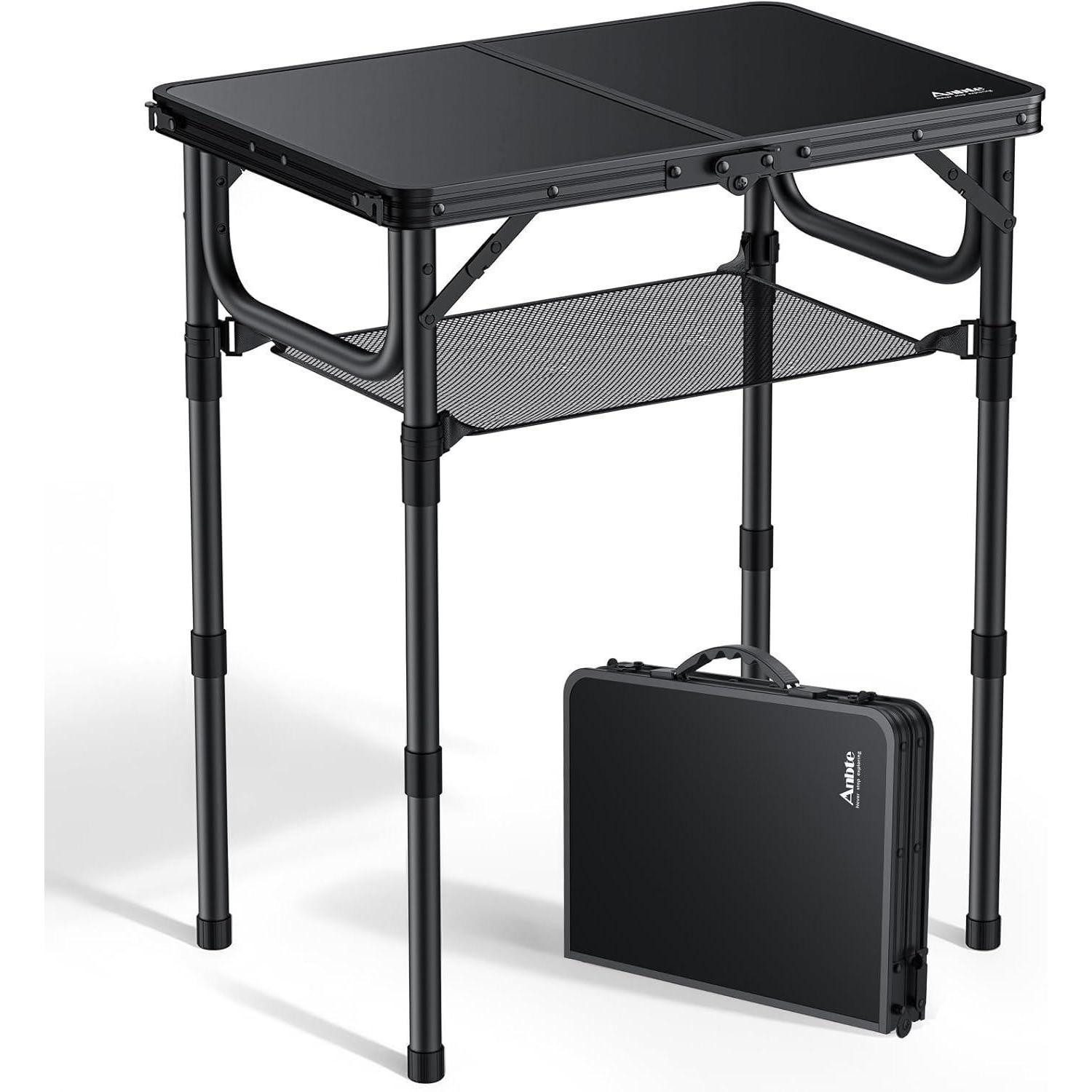 LuxusKollektion Campingtisch Campingtisch Klappbar 60x40cm Aluminium Höhenverstellbar Ganz Schwarz (1-St)