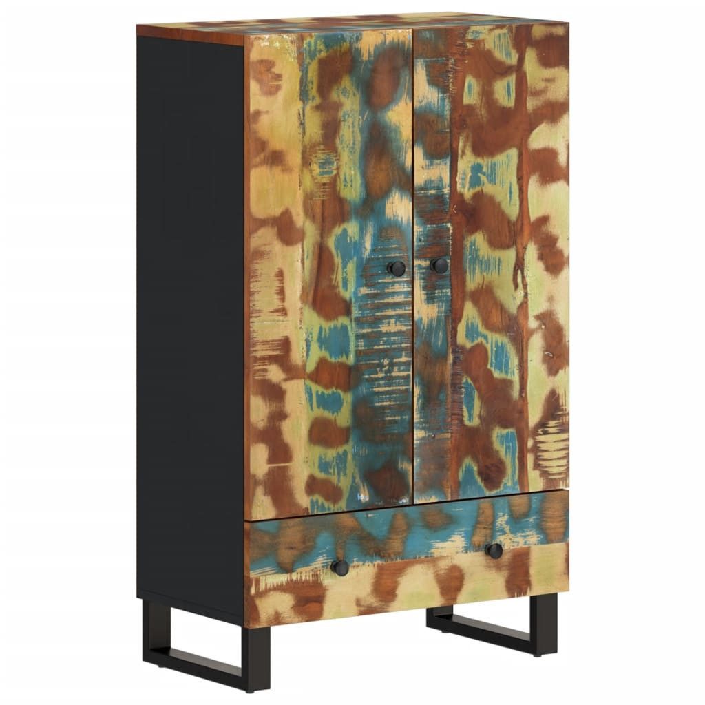 vidaXL Highboard Highboard mit Schublade 60x33x100 cm Massives Altholz & Eisen (1 St)