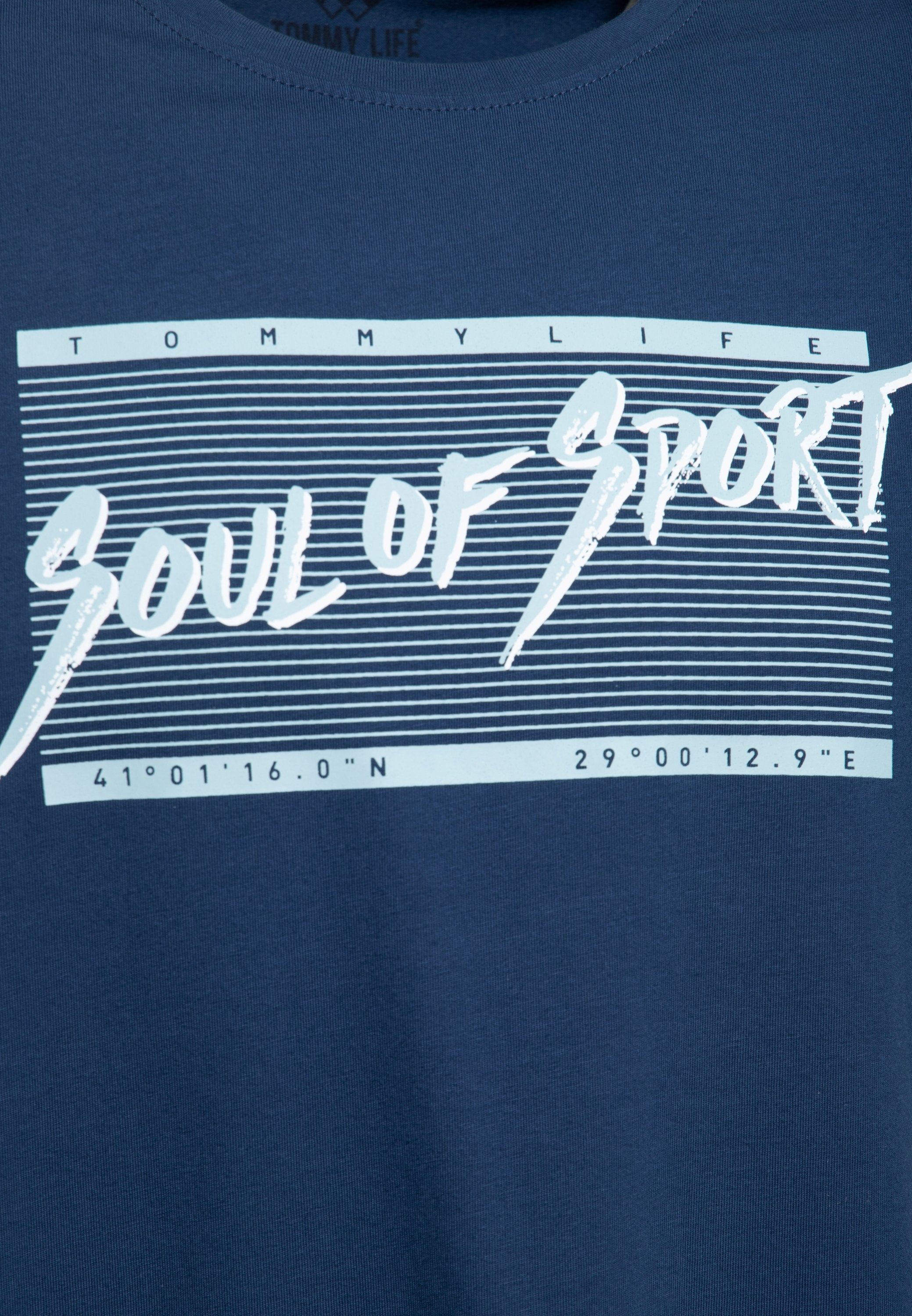 Print-Shirt Sport LIFE TOMMY of (1-tlg) Soul indigo