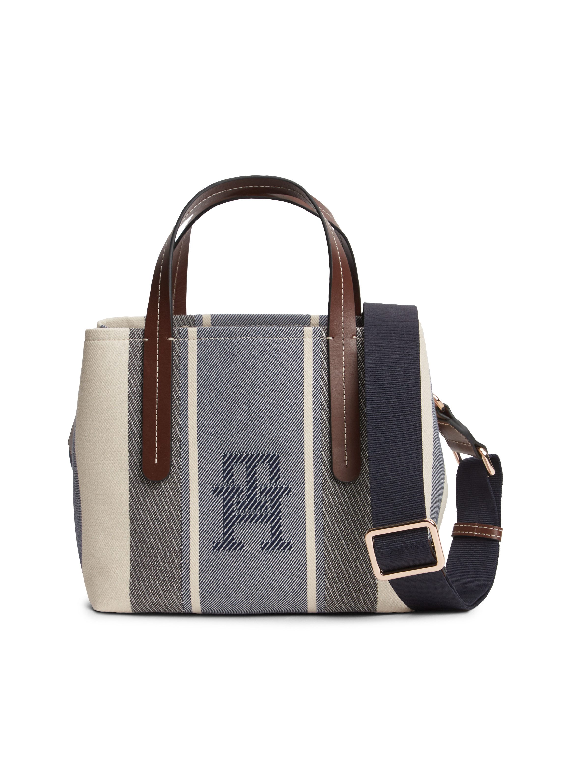 Tommy Hilfiger Henkeltasche TH CITY MINI SATCHEL JACQUARD, Damen Handtasche, Umhängetasche mit Streifen, im Kontrast-Look