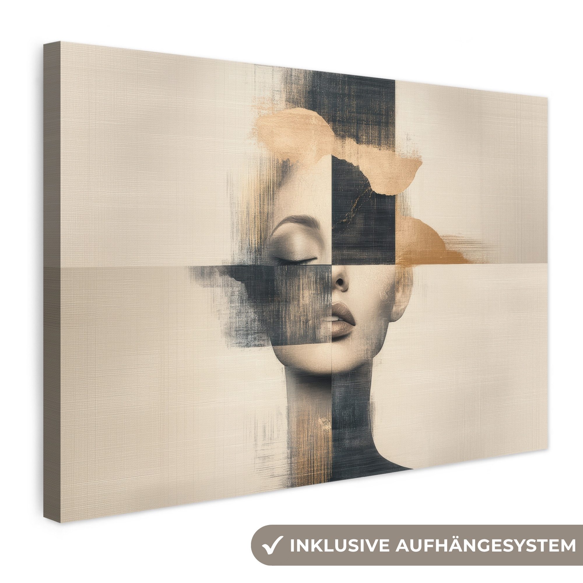 OneMillionCanvasses® Leinwandbild Gold - Frau - Rechtecke, Fotodruck (1 St), Leinwand Bilder Klein, Wand Dekoration Aesthetic 30x20 cm