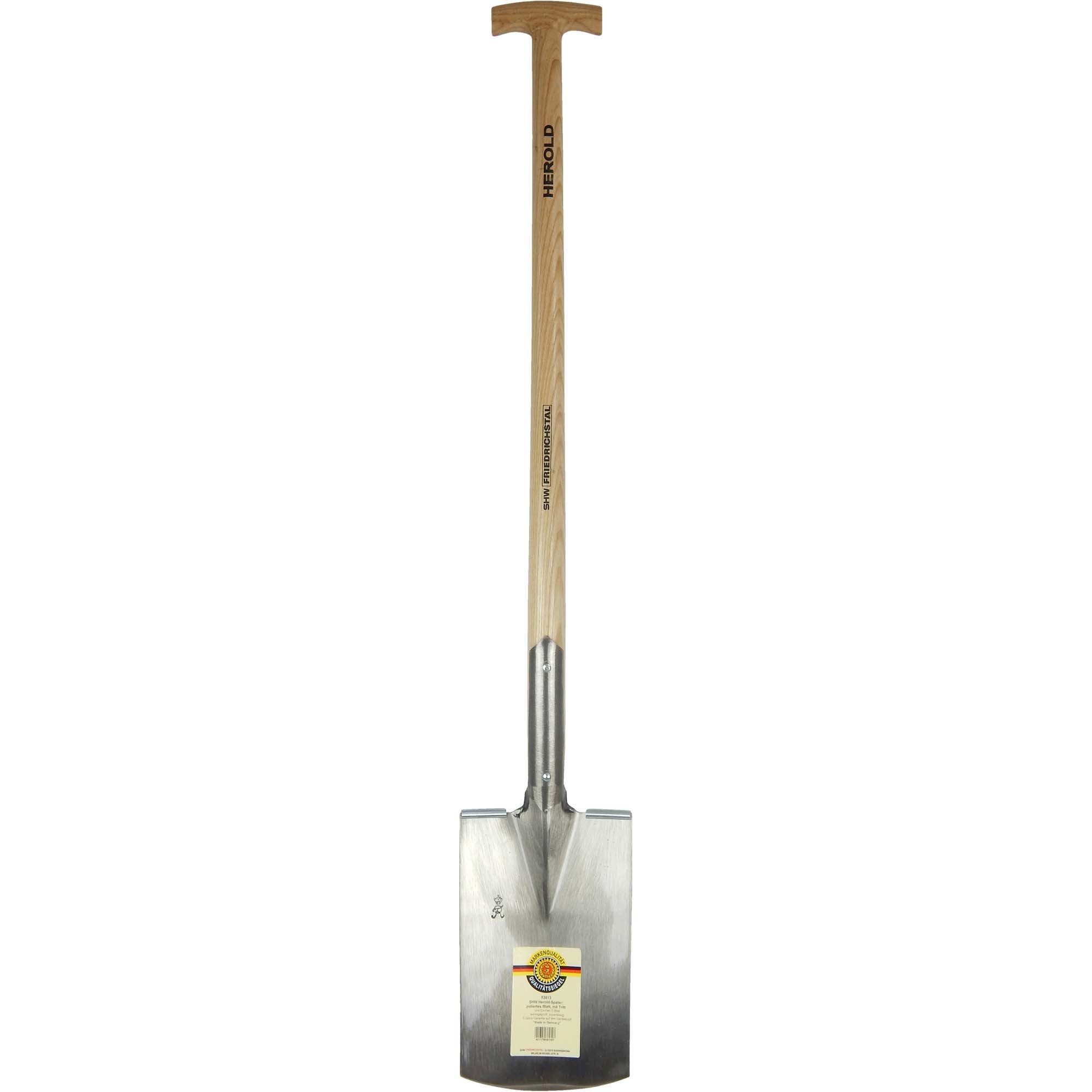SHW Spaten SHW Herold-Gärtnerspaten 1/1 poliert mit Spatentritt und Eschenstiel, Ergonomisch, langlebig, poliert