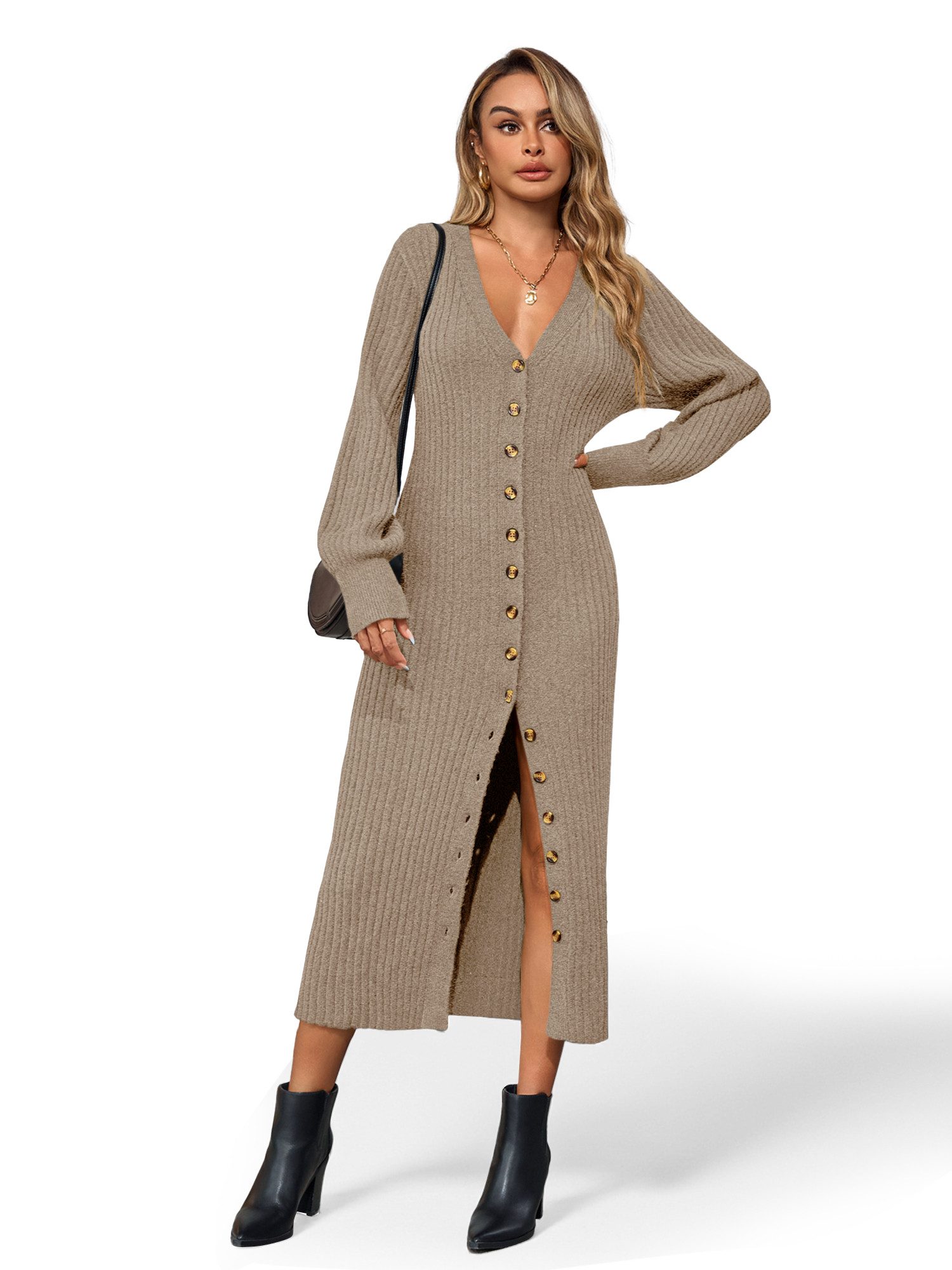 Imily Bela Cardigan Damen Lange Strickjacke mit V-Ausschnitt (Packung, 1-tl günstig online kaufen