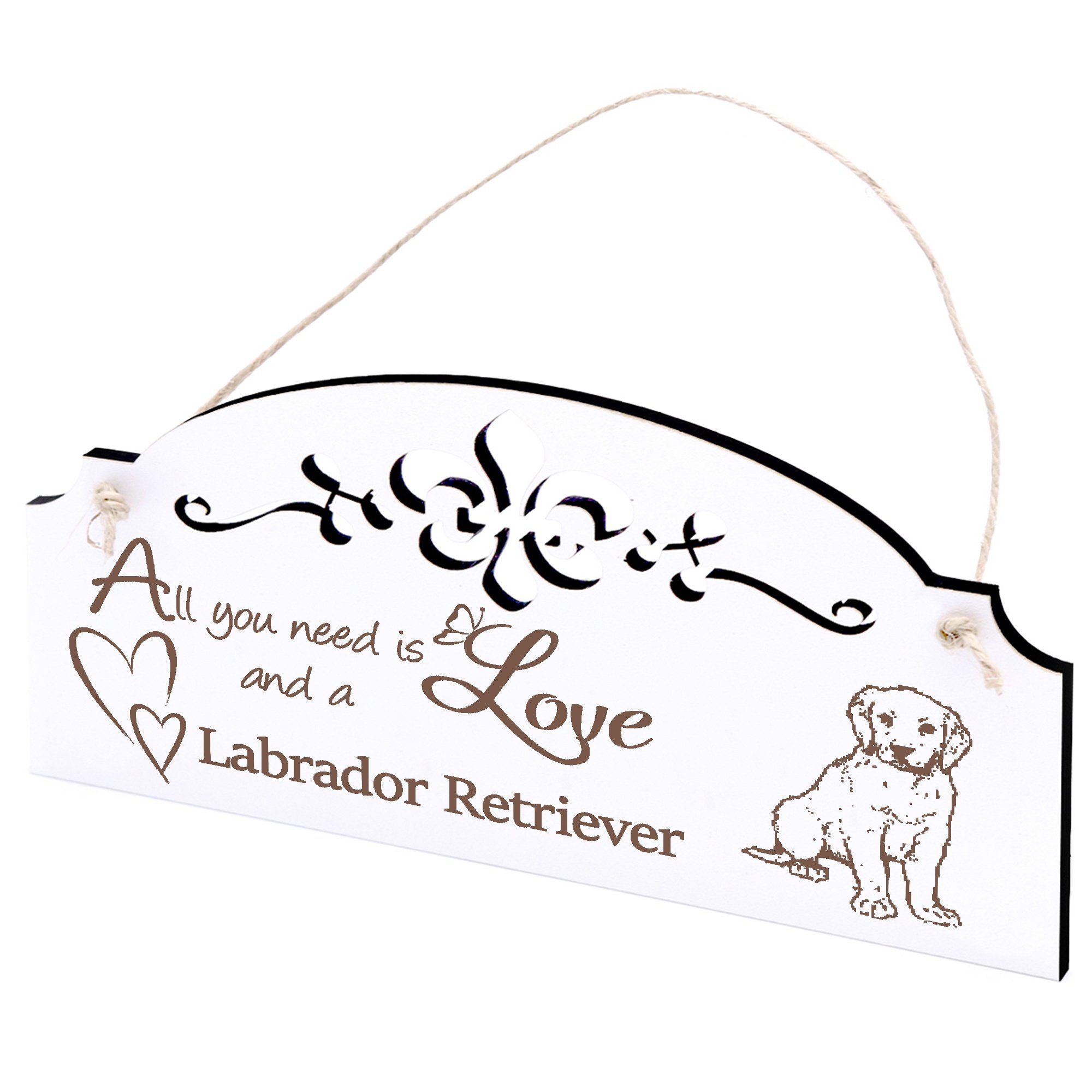 Dekolando Hängedekoration Labrador Retriever Welpe Deko 20x10cm All you need is Love