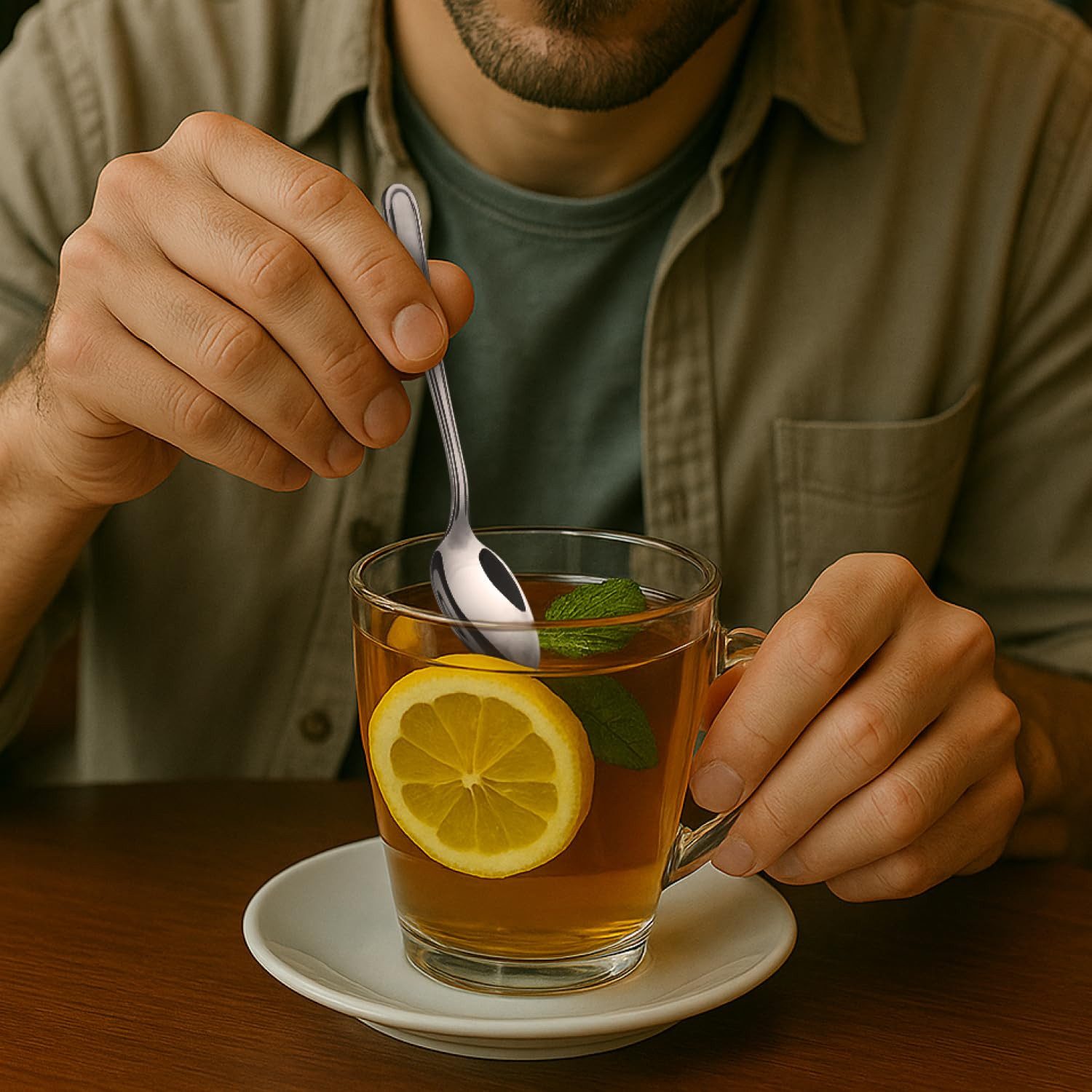 com-four Kaffeelöffel Teelöffel aus Edelstahl - stilvolles Tafelbesteck im schlichten Design (12 Stück), Kaffeelöffel - Dessertlöffel -Espressolöffel – Bild 2 von 5