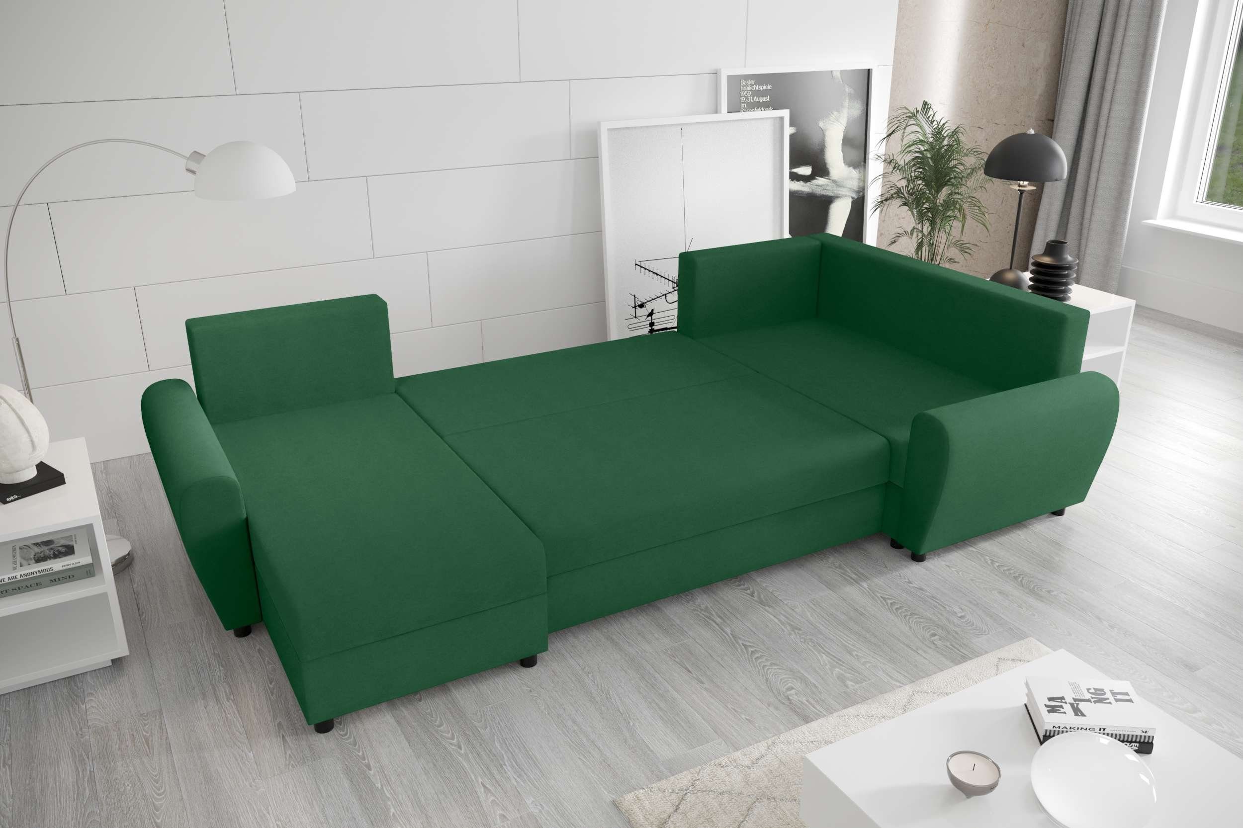 Sofa, Sitzkomfort, Stylefy Bettkasten, Haven, mit mit Eckcouch, U-Form, Modern Bettfunktion, Design Wohnlandschaft