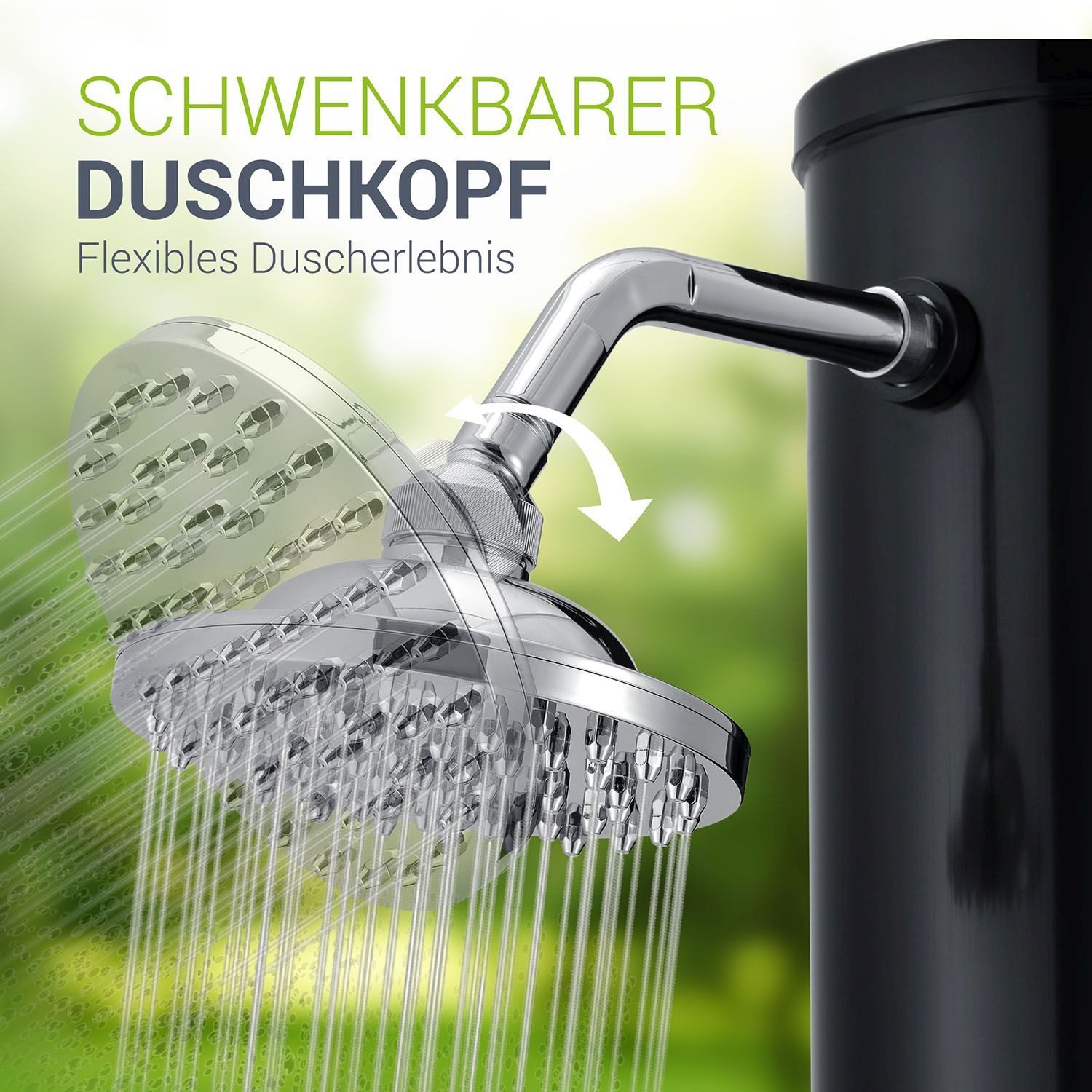 Juskys Solardusche Victoria, 35 L, schwenkbarer Duschkopf, stufenlose bis 60 °C, plus Fußdusche