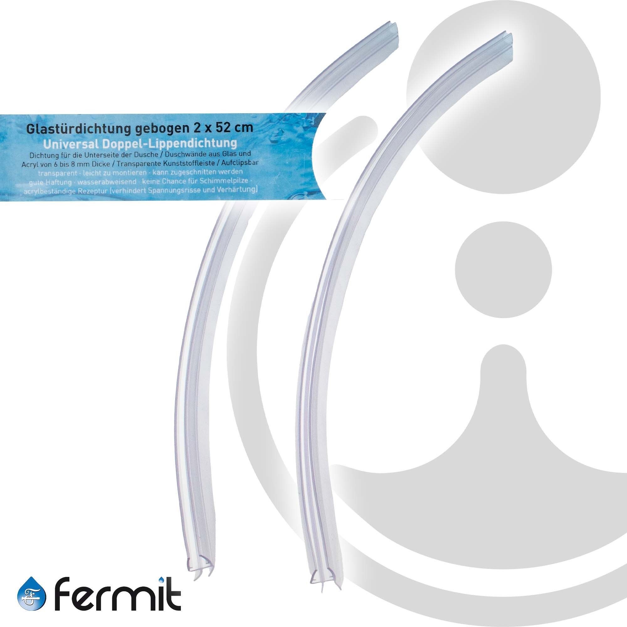 Fermit Duschdichtung 2-er Set Universal Duschtür - Dichtung - Runddusche - Doppellippe geb.