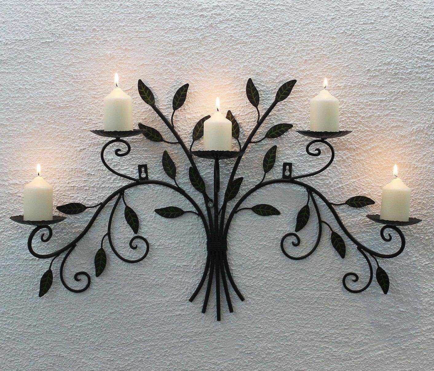 DanDiBo Wandkerzenhalter Wandkerzenhalter Metall 12119 Kerzenhalter Wand  Schmiedeeisen 70 cm Kerzenleuchter | Kerzenständer