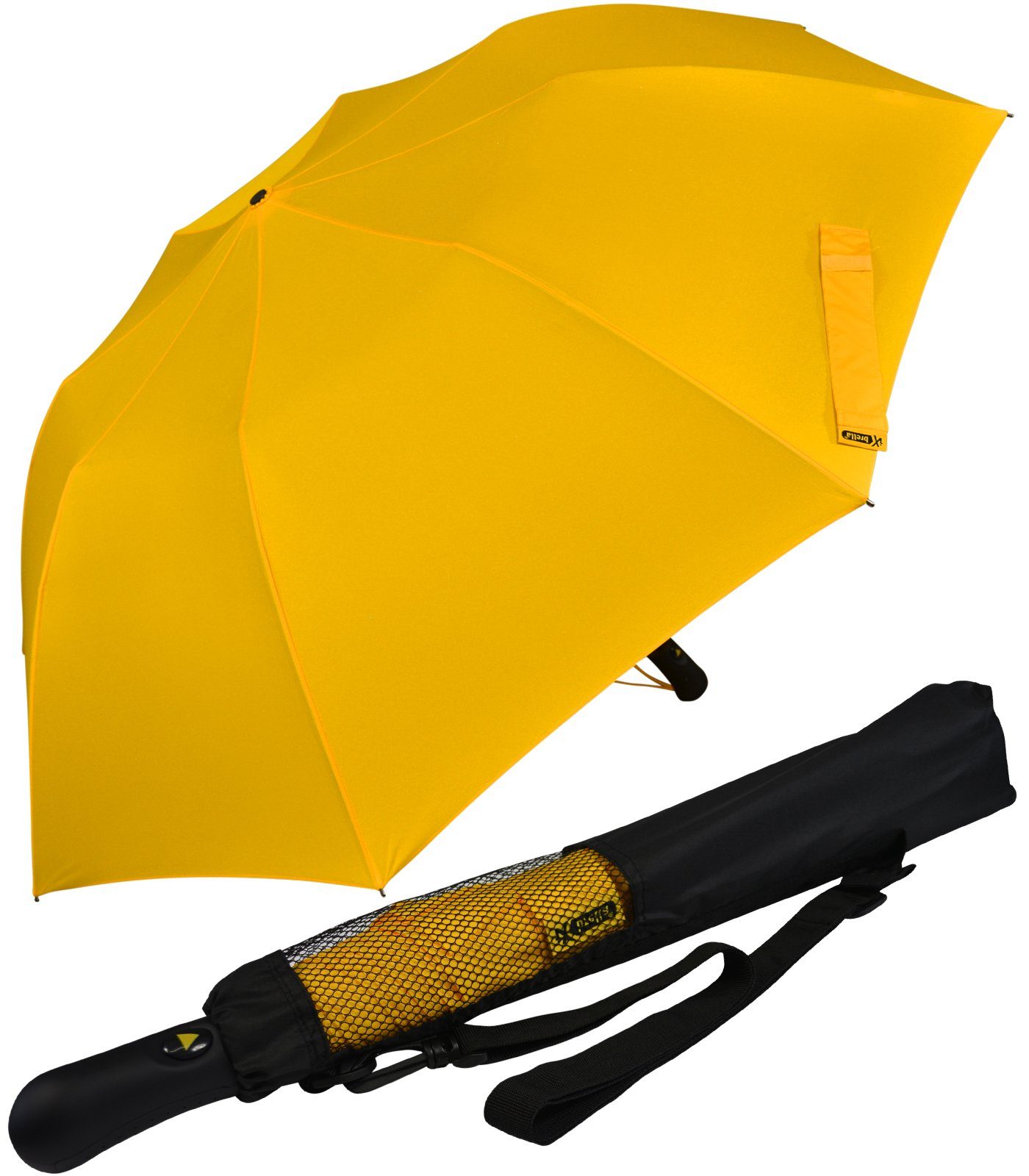iX-brella Taschenregenschirm Trekking Golf-Taschenschirm XXL mit Umhängetasche, mit riesigem 124cm Dach-Durchmesser gelb
