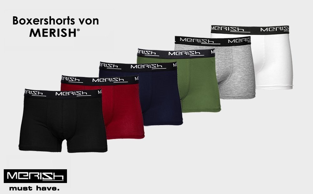 - 7XL Passform (Vorteilspack, 216e-anthrazit/schwarz Premium S Herren 8er-Pack) Boxershorts MERISH Unterhosen perfekte Qualität Männer Baumwolle