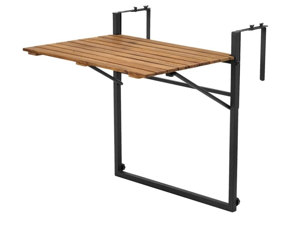 QLS Balkonhängetisch (1-St., 1 Tisch), Klapptisch Hängetisch Beistelltisch Verstellbar Klappbar Akazien Holz