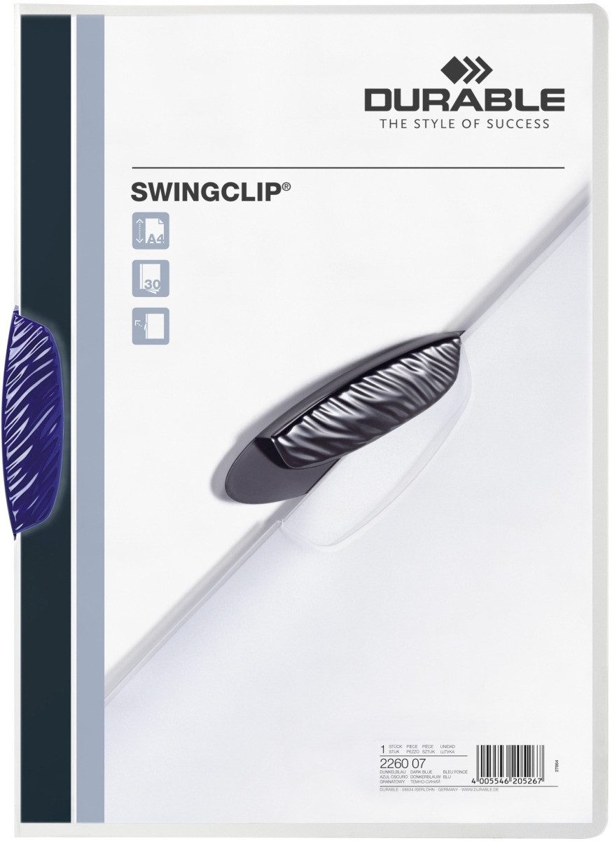 Hefter Klemmmappe Swingclip A4 PP 30 Blatt dunkelblau Packung mit 25 Stück
