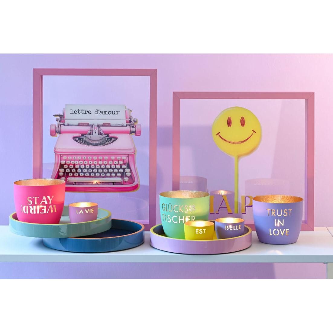 Giftcompany Kerzenhalter Windlicht Madras Schön dass es Dich gibt Rosa Gold günstig online kaufen