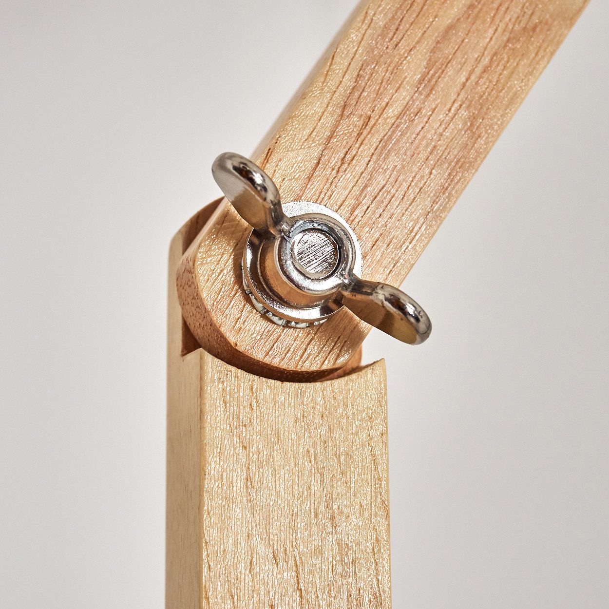 hofstein Stehlampe verstellbare Stehlampe aus Holz/Metall/Stoff in Natur/Schwarz-Gold, ohne Leuchtmittel, im Boho-Design m. Ablageflächen u. Schalter, 152,5cm, E27, Wohnzimmer