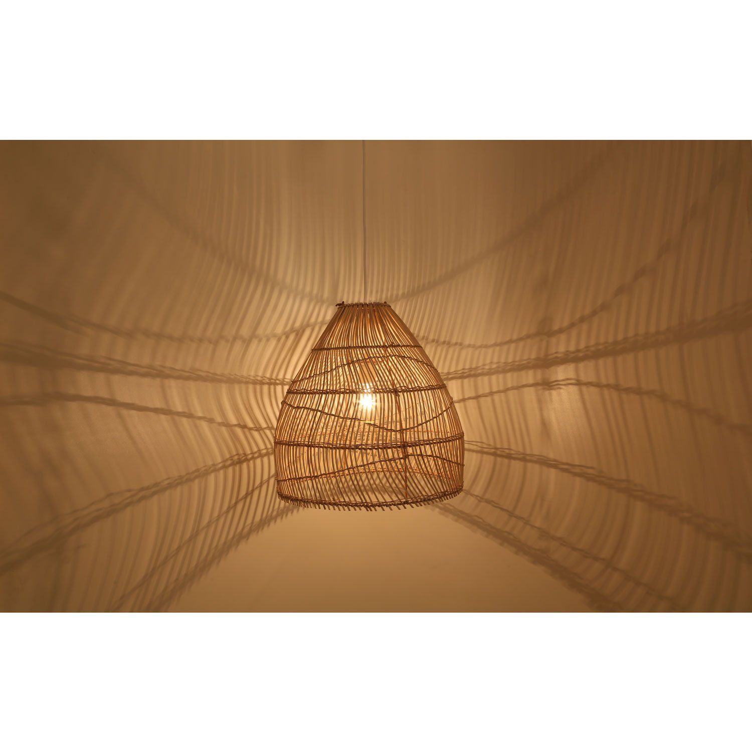 Pendelleuchte ohne Moro Form in Beige, Leuchtmittel, Chic NORA Pendelleuchte Natur Casa Rattan Lampe handgefertigte Deckenleuchten Boho in Tropfen