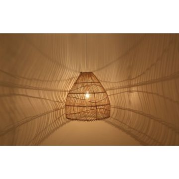 Casa Moro Deckenleuchten Rattan Lampe NORA Boho Chic Pendelleuchte in Natur Beige, ohne Leuchtmittel, handgefertigte Pendelleuchte in Tropfen Form