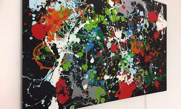WandbilderXXL Gemälde Color Explosion 120 x 80 cm, Abstraktes Gemälde, handgemaltes Unikat