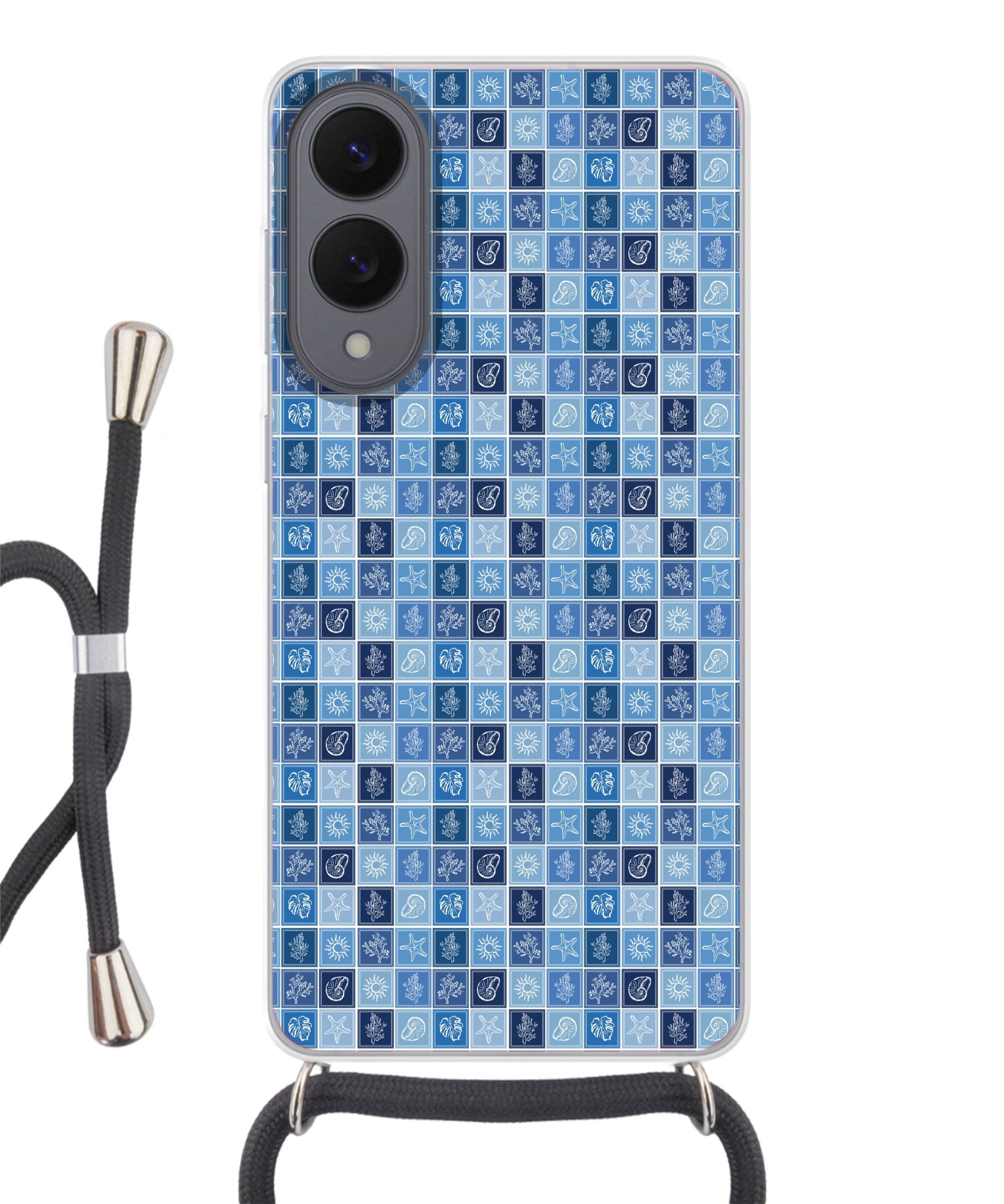 MuchoWow Handyhülle für Samsung Galaxy S25 Edge Meer - Küste - Sommer - Blau, Tragbare Handyhüllen mit Kette zum umhängen, Handykette Handyband