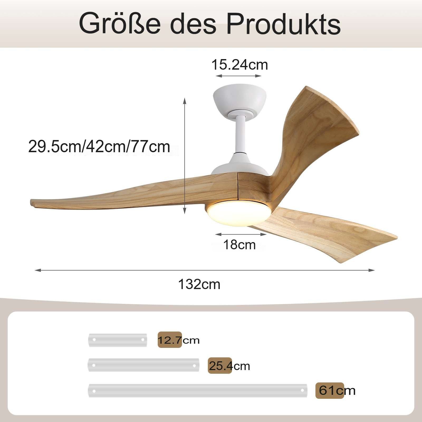 Sofucor Deckenventilator mit LED-Licht und Fernbedienung, DC, 132 cm, Timer günstig online kaufen