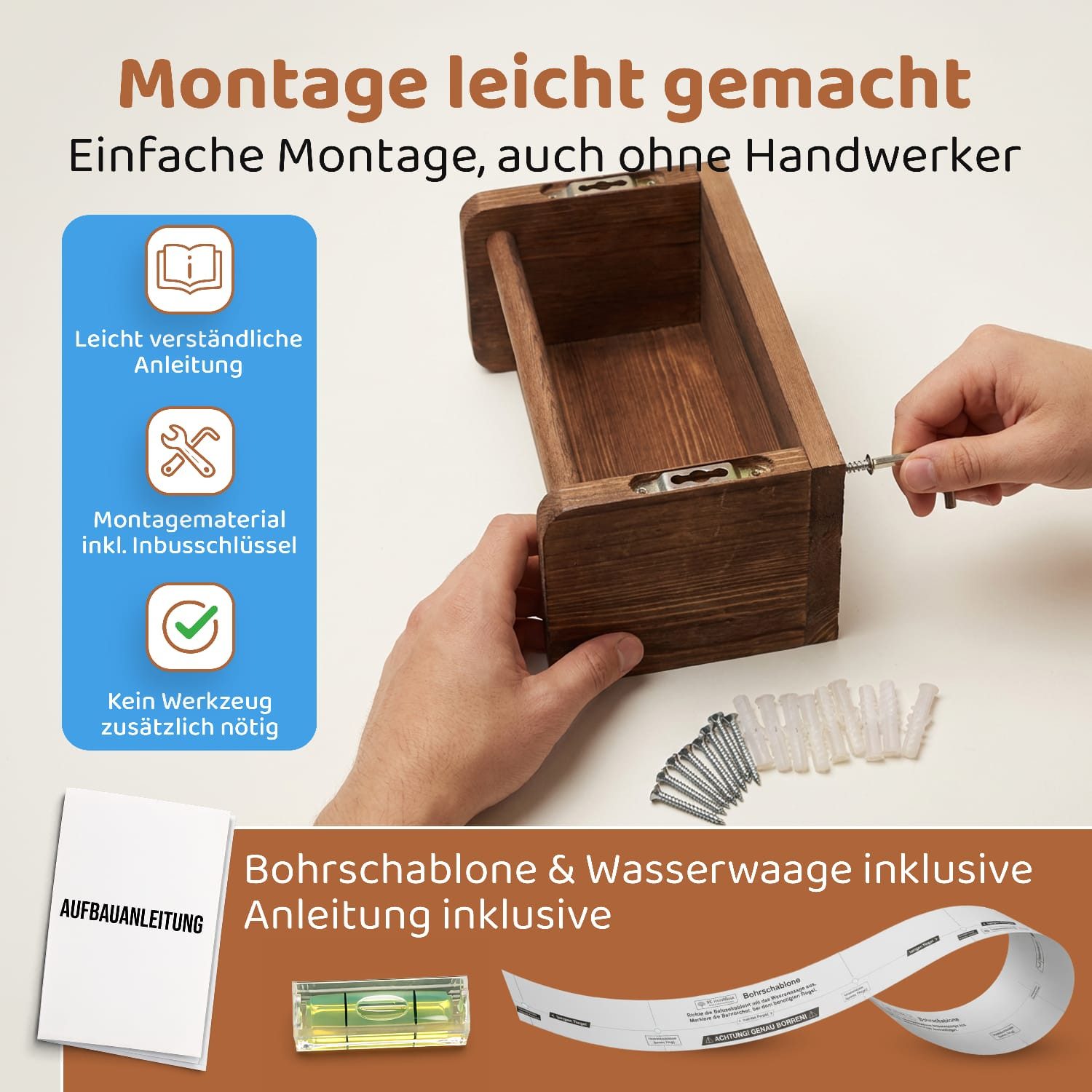 PEGSEN Deko-Wandregal Regal Set aus Echtholz Schweberegal für Deko Kinderzimmer, Set 4-tlg., flexibel kombinierbar – Bild 4 von 5
