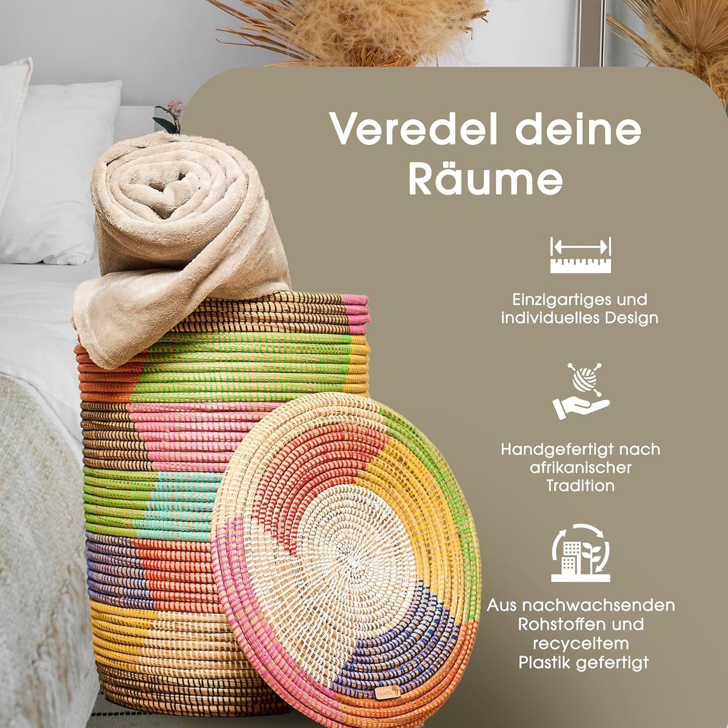 YAADU Wäschekorb mit flachem Deckel 80L günstig online kaufen