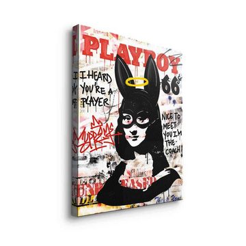 DOTCOMCANVAS® Leinwandbild Money Lisa, Leinwandbild Money Lisa Pop Art Graffiti Playboy Porträt weiß schwarz