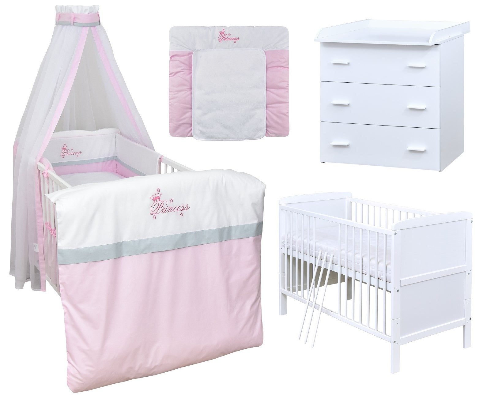 Baby-Delux Babyzimmer-Komplettset Babyzimmer 140x70 weiß Komplettset, (13-t günstig online kaufen