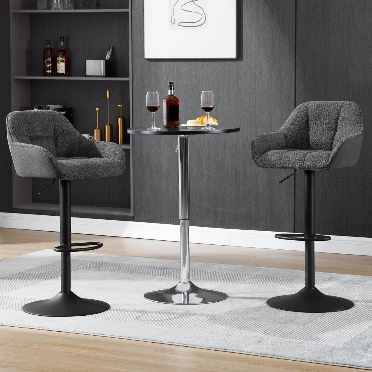 Woltu Barhocker (1 St), höhenverstellbar drehbar, Chenille Cord Metall günstig online kaufen