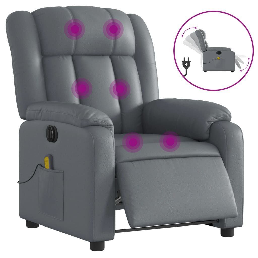 vidaXL Sessel Massagesessel Elektrisch Grau Kunstleder günstig online kaufen