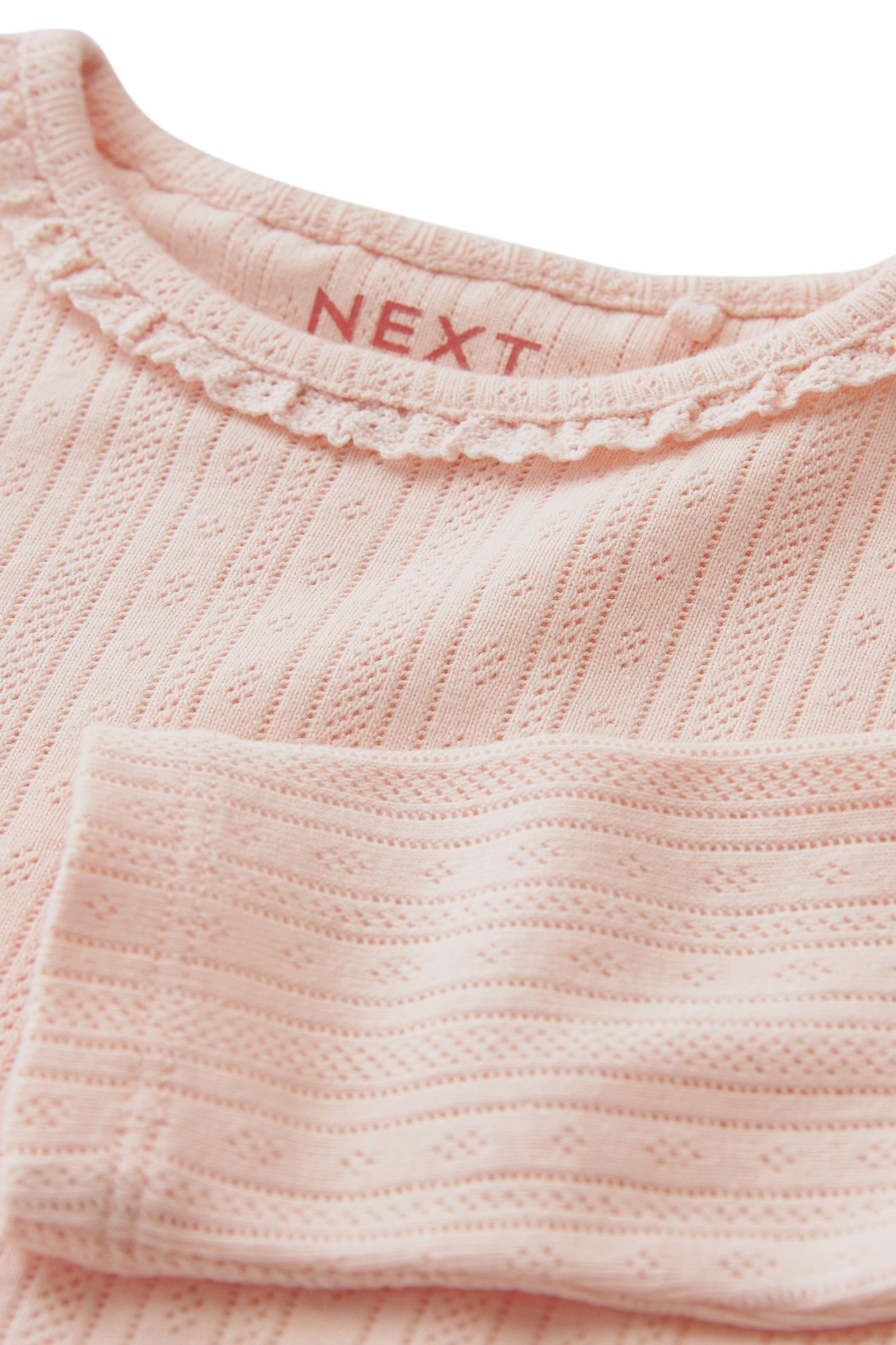 Langarmshirt Pointelle-Shirt Pink Langärmeliges Next (1-tlg)