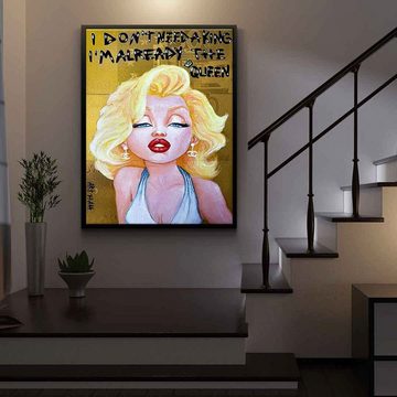 DOTCOMCANVAS® Leinwandbild Queen Marilyn, Leinwandbild Queen Marilyn Monroe feministisches Bild Comic gelb gold