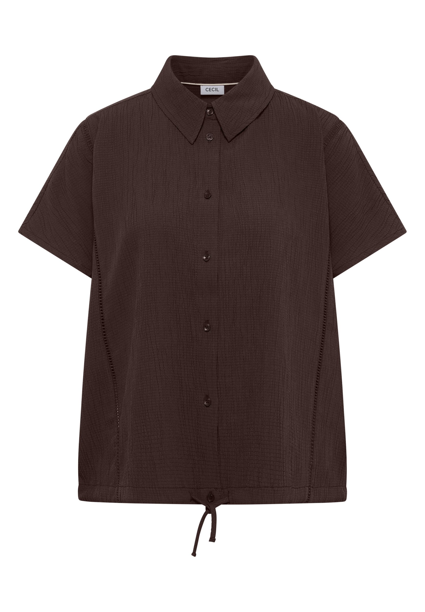 CECIL Schlupfbluse Solid Structure Blouse, brown cacao