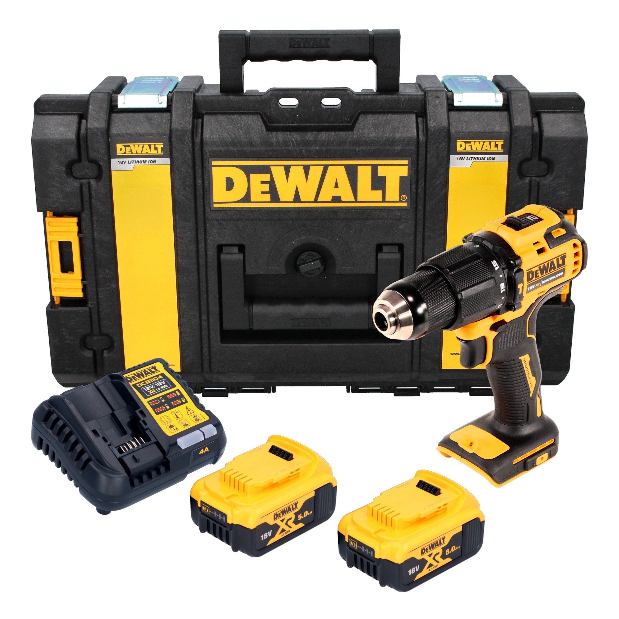 DeWalt Akku-Schlagbohrschrauber DCD 709 P2 18 V 65 Nm + 2x Akku 5,0 Ah + Ladegerät + Tough Box