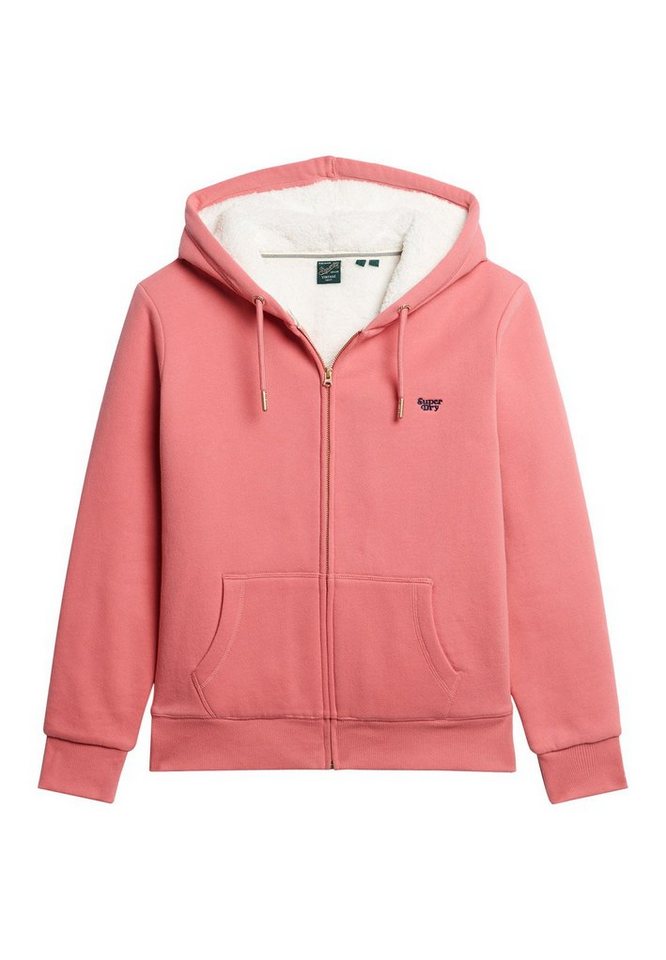 Superdry Kapuzensweatshirt Superdry Zipper Damen ESSENTIAL BORG LINED  ZIPHOOD Camping Pink