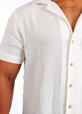CARISMA Kurzarmhemd Herren Sommer Hemd trendig luftig grob gewebt retro Look 9180 Regular Kurzarm Kentkragen Uni