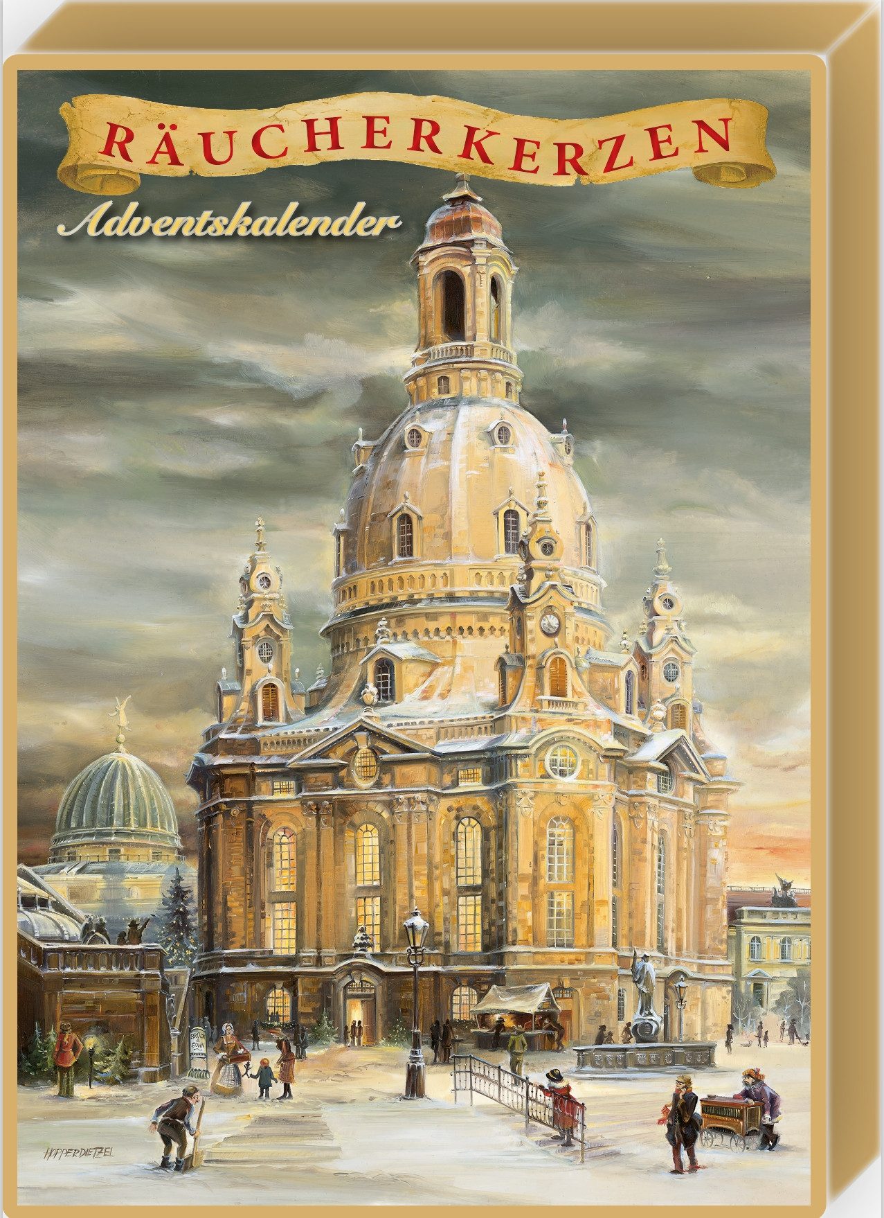 Olewinski & Tochter Adventskalender Räucherkerzen-Adventskalender, Motiv: Dresdner Frauenkirche (Packung, 24-tlg), Original Crottendorfer Räucherkerzen