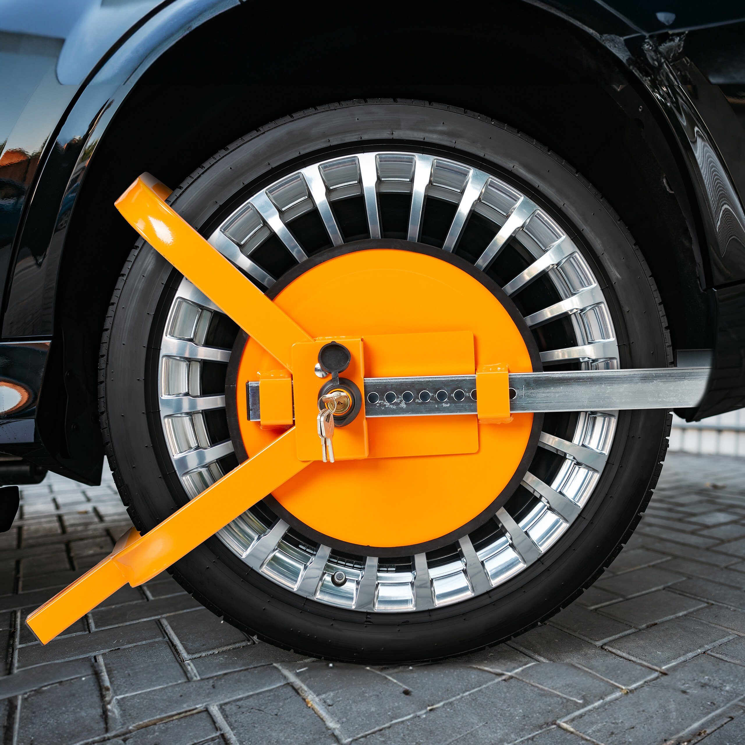 Radkralle Parkkralle mit Sicherheitsschloss, Reifenbreite 17-27,5 cm,  Reifenkralle Diebstahlsicherung mit 2 Schlüsseln