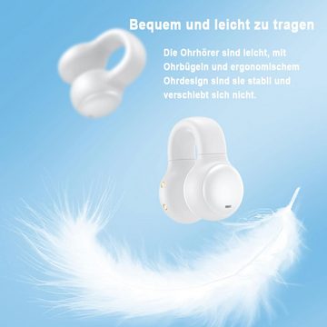 Xmenha HiFi-Stereoklang und klare Anrufe dank dynamischer Open-Ear-Kopfhörer (Leichte Ohrhörer mit stabilem, ergonomischem Design, das während des Trainings nicht verrutscht und keine Belastung für langfristiges Tragen verursacht., Sportkopfhörer mit Bequeme Ohrbügel, HiFi-Klang & lange Akkulaufzeit)