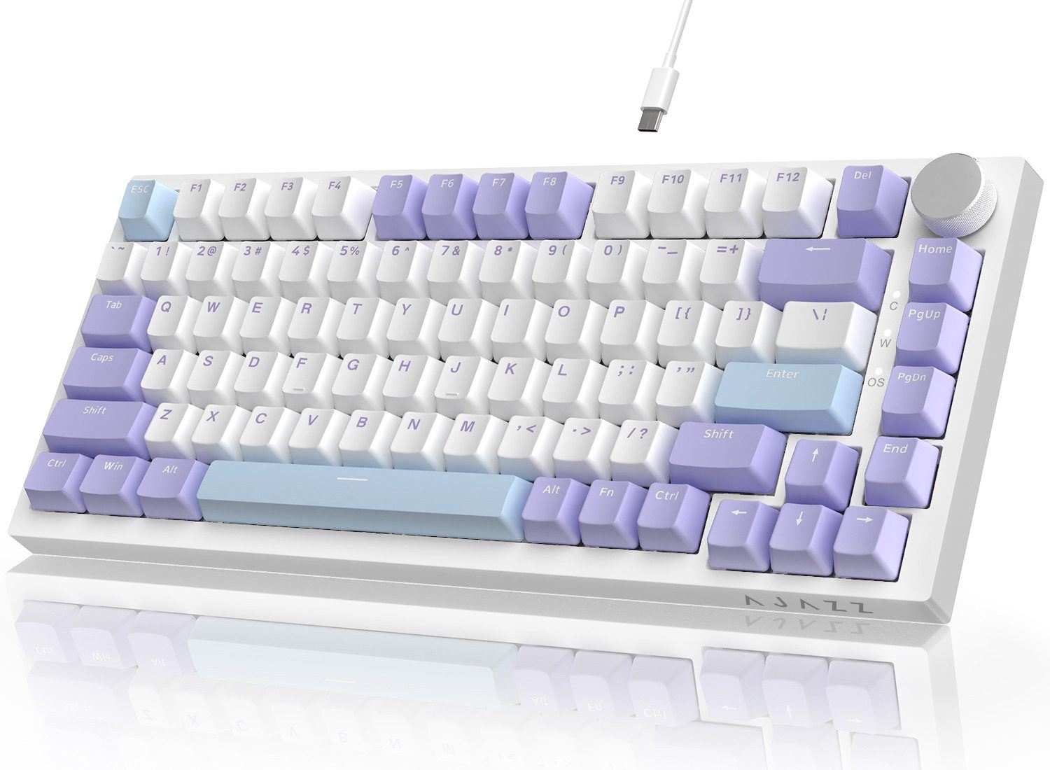 AJAZZ AK820 Mechanische Tastatur mit Knopf,75% ANSI-Layout Gaming-Tastatur (81 keys, improved seal assembly, hot-swap)