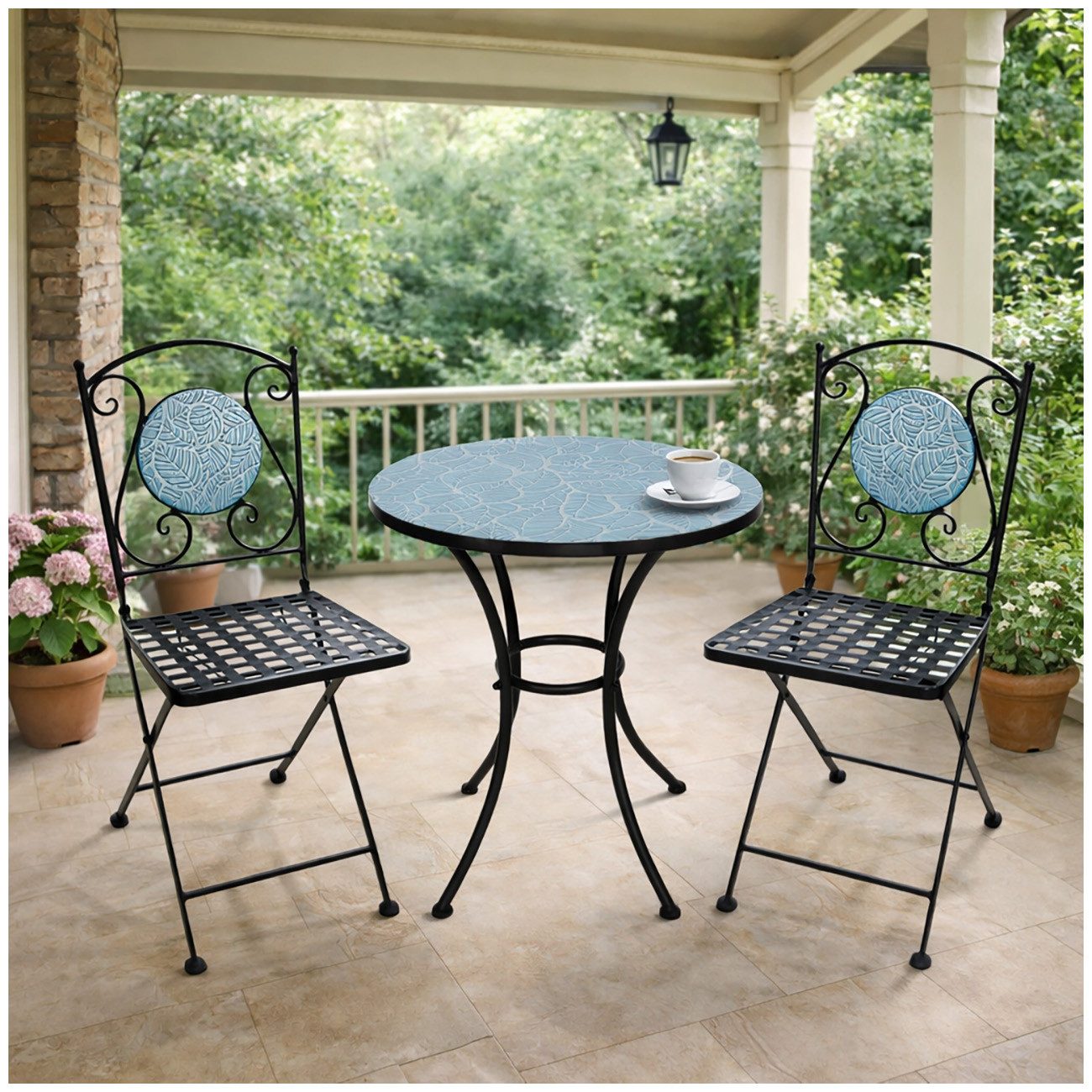 Garten-Essgruppe Tisch und 2 Stühle Celia Blätter